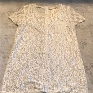 Urban Outfitters Short Sleeved white lace top